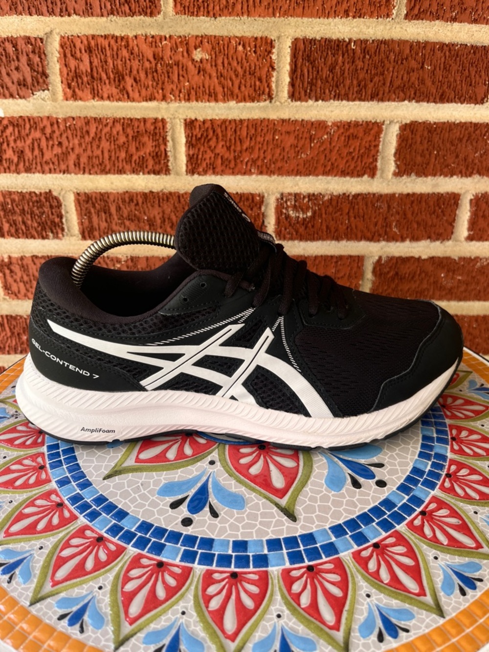 ASICS Gel Contend 7 Mens 10 2E Extra Wide Black White Running Sneakers 1011B039